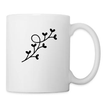Branche coeur fleurs branche laisse gui amour - Mug blanc - blanc - Droite
