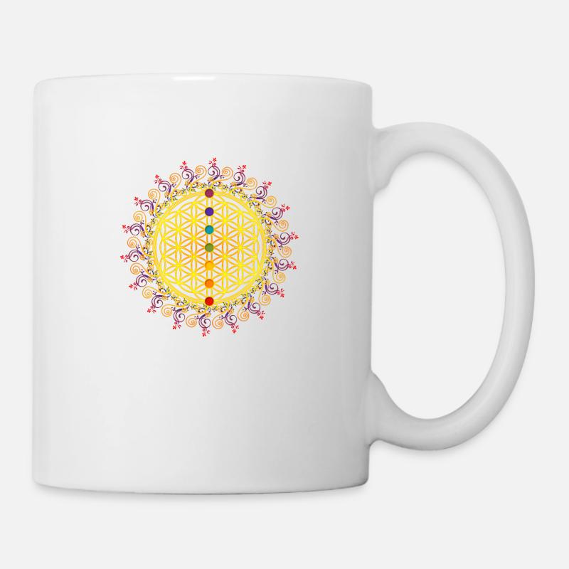Fleur de vie, chakra, spiritualité, yoga, zen - Mug blanc - blanc