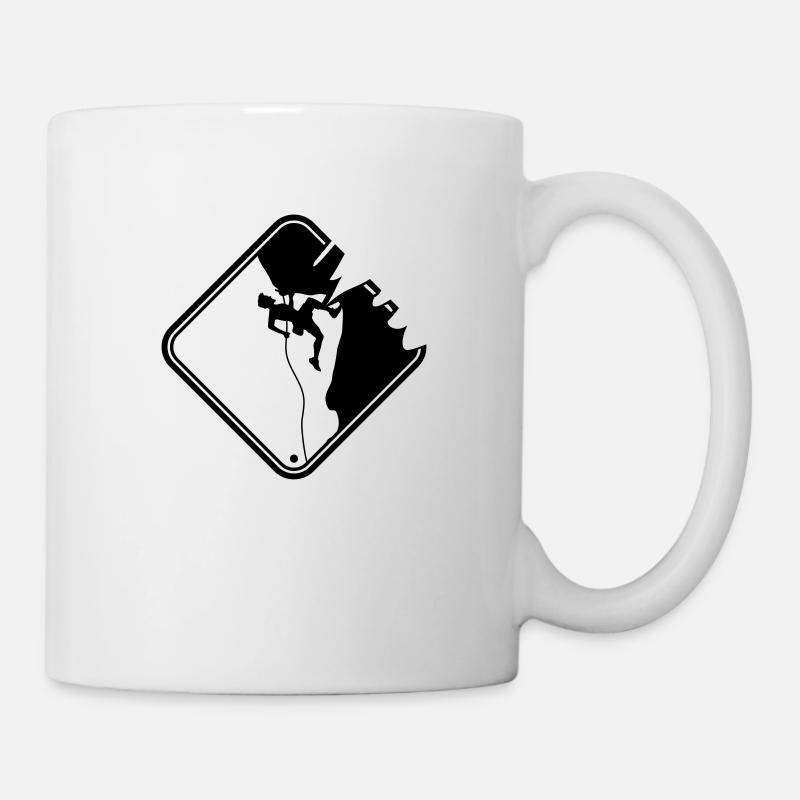 warning danger sign yellow climbing dangerous - Mug - white