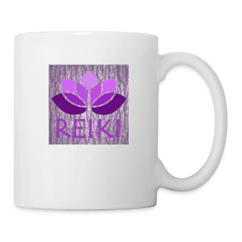 affiches reiki avec lotus violet - Mug blanc - blanc - Droite