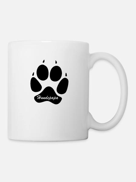 Hundepapa Pfote | transparenter Schriftzug - Tasse - Weiß