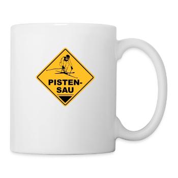 Pistensau Road Sign -. Apres Ski - Tasse - Weiß - Rechts