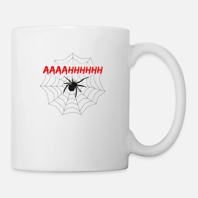 Peur de l'araignée avec toile - Mug blanc - blanc