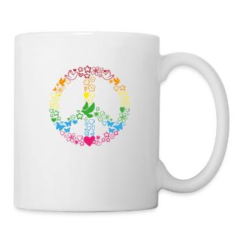 Retro Peace 70er Friedenszeichen buntes Zeichen - Tasse - Weiß - Rechts