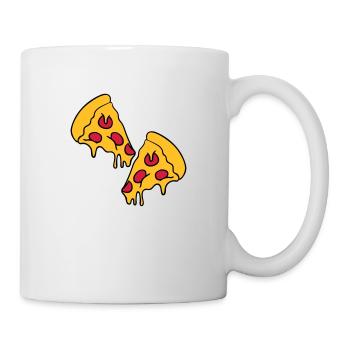 2 pizzas morceaux de fromage dégoulinant de salami - Mug blanc - blanc - Droite