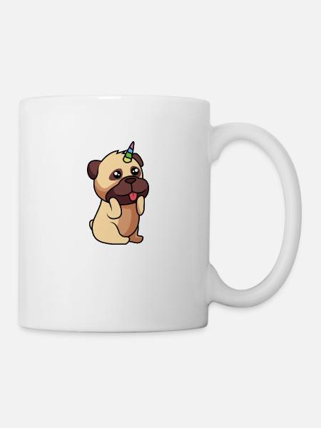 Petit chien mignon avec une licorne - Mug blanc - blanc