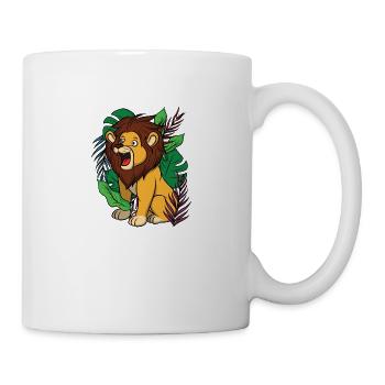König des Dschungels, Löwe im Dschungel. Wildnis - Tasse - Weiß - Rechts