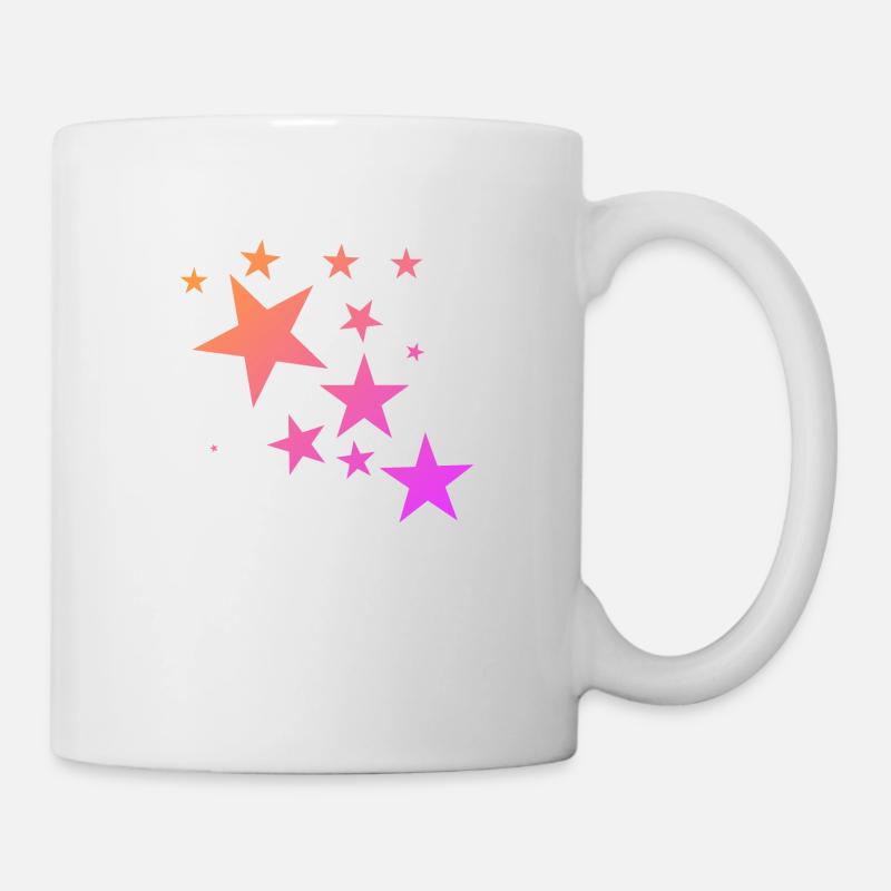 Pink Orange Colorful Star Star Carpet Pattern - Mug - white