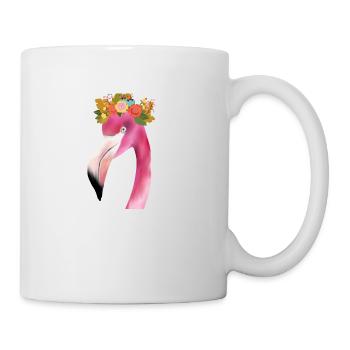 Flamingo mit Kranz - Tasse - Weiß - Rechts