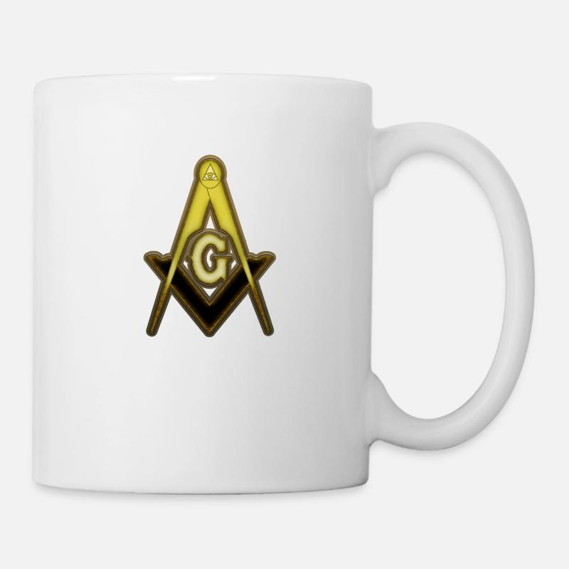 Franc-maçon Boussole Rouille Dorée - Mug blanc - blanc