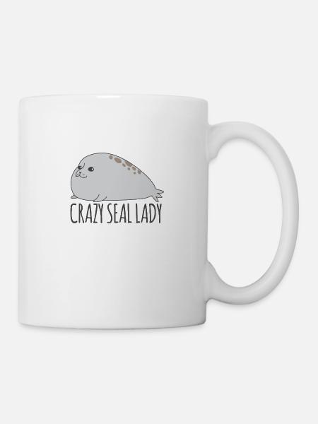 Crazy seal lady plump cute seals - Mug - white