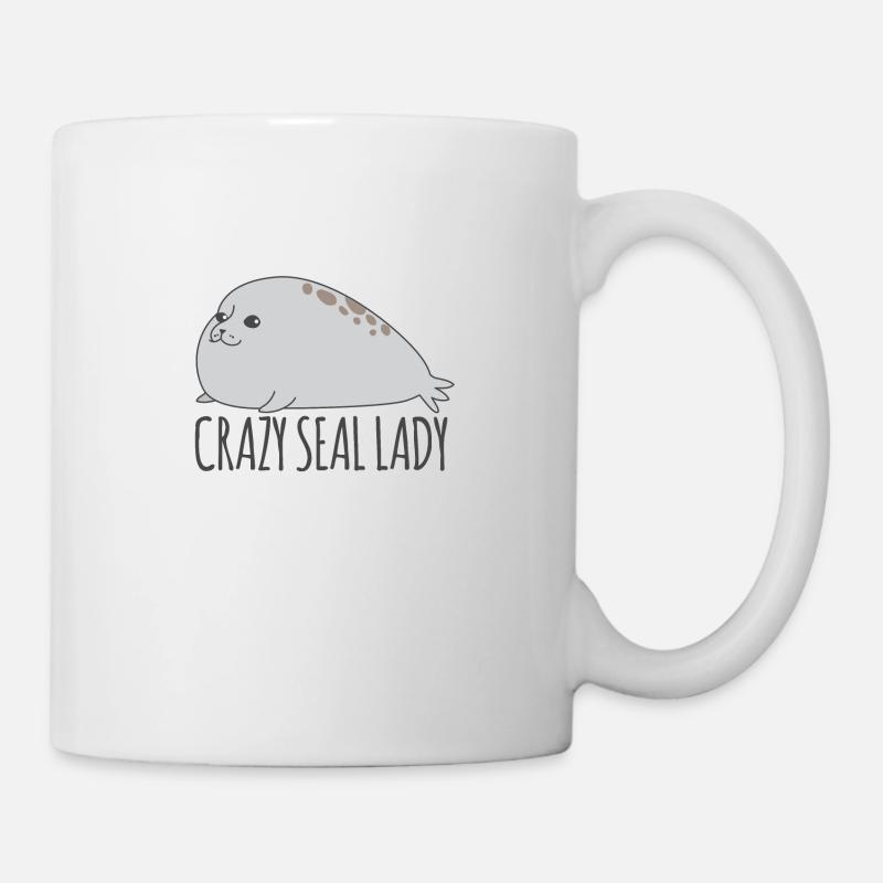 Crazy seal lady plump cute seals - Mug - white