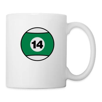 Billardkugel No 14 - grün - V3 - Tasse - Weiß - Rechts