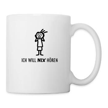 Strichmännchen NIX hören - Tasse - Weiß - Rechts