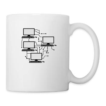lanparty vernetzt gamer zocken verbunden muster ma - Tasse - Weiß - Rechts