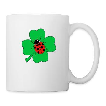 Ladybug on cloverleaf lucky charm gift - Mug - white - Right