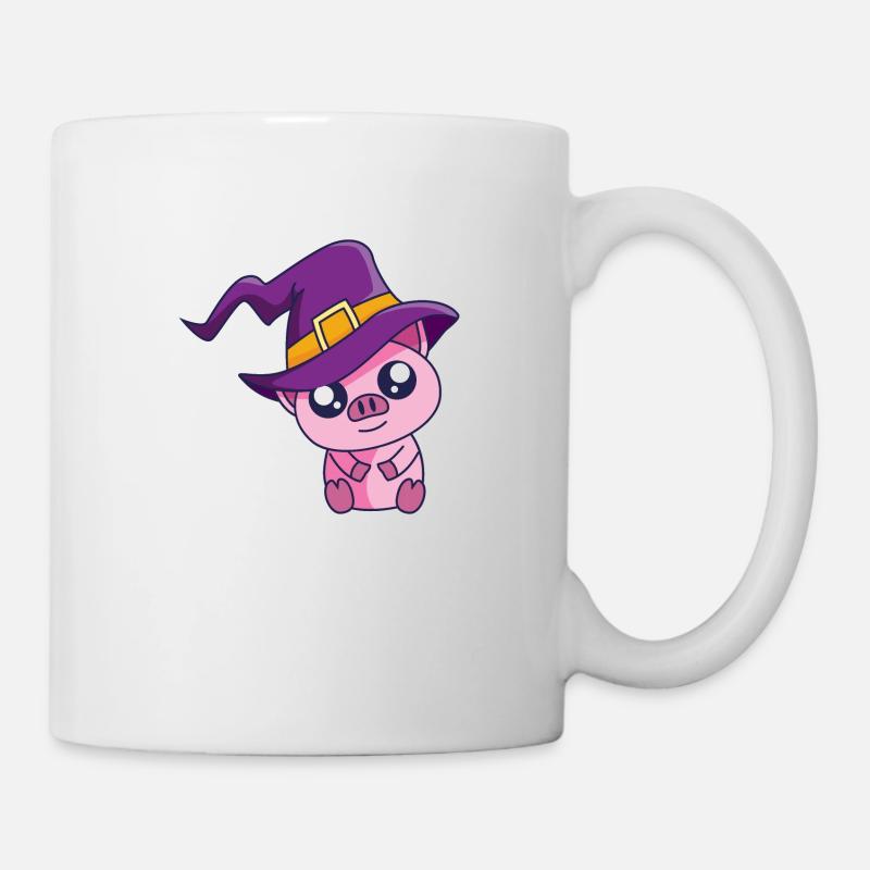 Magie Cochon chapeau de sorcière Halloween - Mug blanc - blanc