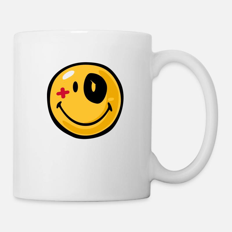 Smiley black eyed - Kop/krus - hvid
