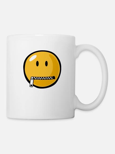 Smiley zipped mouth - Tasse - Weiß