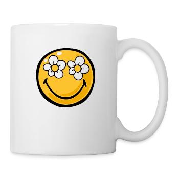 Smiley flower eyes - Mug - white - Right