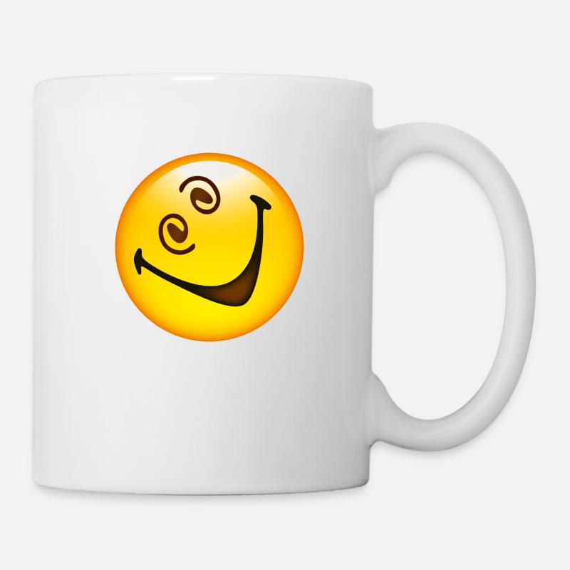 Smiley Glossy Crazy Happy - Tasse - Weiß