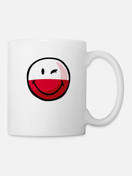 Smiley Flag Poland - Kop/krus - hvid