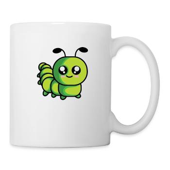 Raupe in grün | süßes Geschenk - Tasse - Weiß - Rechts