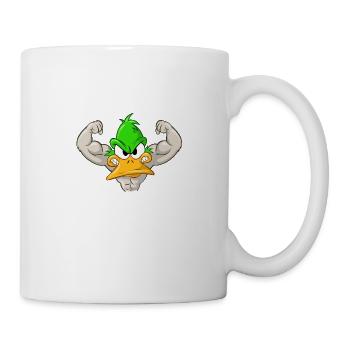 Muscular duck angry gym fitness bodybuilding - Mug - white - Right