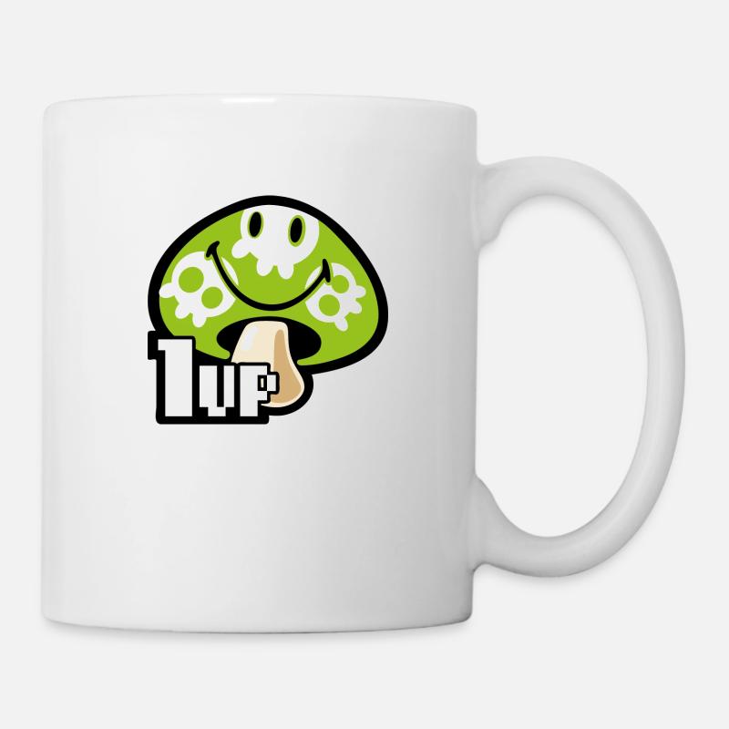 Smiley Kawaii 1up Skull Mushroom - Tasse - Weiß