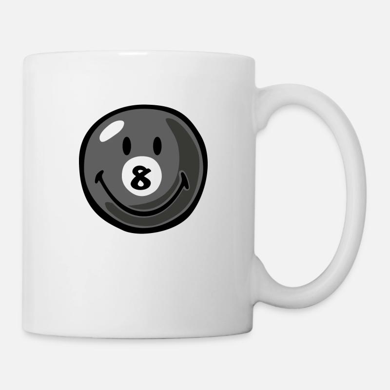 Smiley Pool Ball 8 - Tasse - Weiß