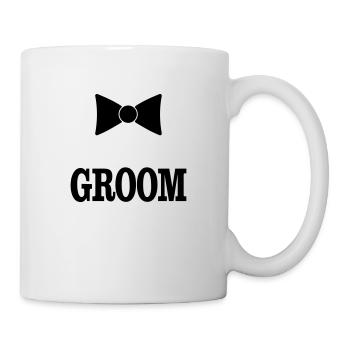 groom bowtie - Mug - white - Right