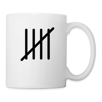 Gefängnis Striche fünf - Strichliste - Tasse - Weiß - Rechts