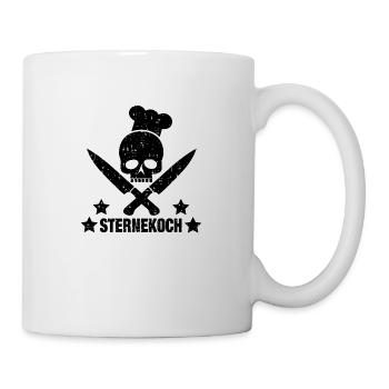 Skull mit Kochmütze als Sternekoch - Tasse - Weiß - Rechts