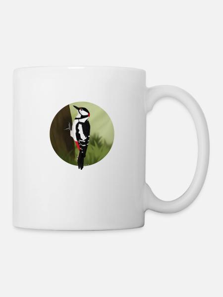 jz.birds Specht Vogel Design Illustration - Tasse - Weiß