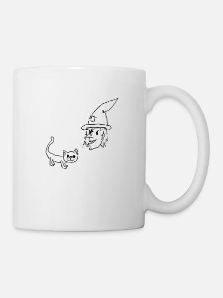 Witch with cat - Mug - white