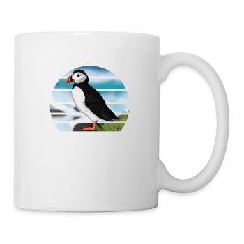 Gemalter Papageitaucher Vogel Design Illustration - Tasse - Weiß - Rechts