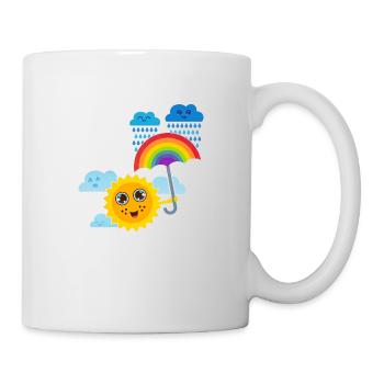 Sonne & Regenbogen-Schirm - Tasse - Weiß - Rechts