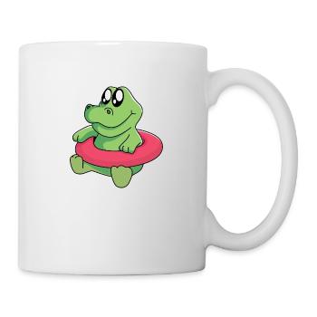 Bébé crocodile apprend à nager - Mug blanc - blanc - Droite