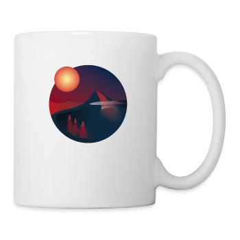 Sunset Mountain Landscape in a Circle Navy / Red - Mug - white - Right
