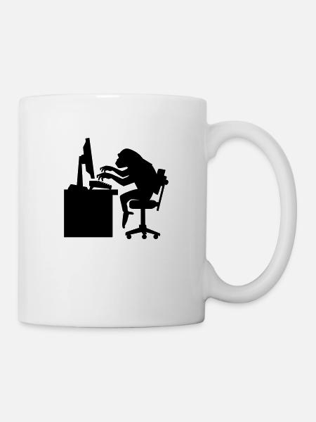 Monkey on Computer - Mug - white