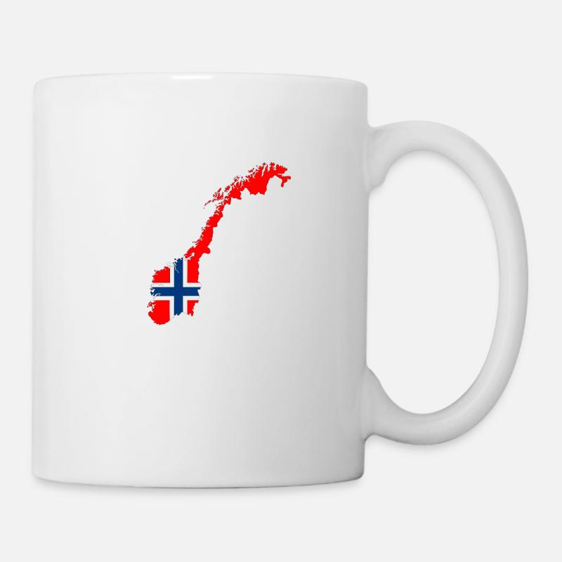 Drapeau et carte de la Norvège - Mug blanc - blanc