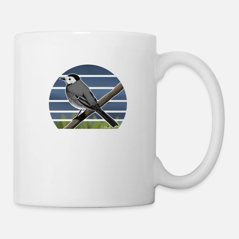 Gemalte Bachstelze Vogel Design Illustration - Tasse - Weiß