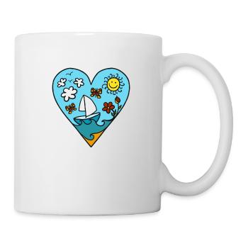 Sailboat heart, sun, summer, waves, holiday - Mug - white - Right