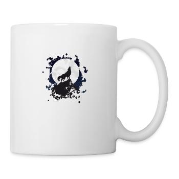 Heulender Wolf Wolf bei Vollmond - Tasse - Weiß - Rechts