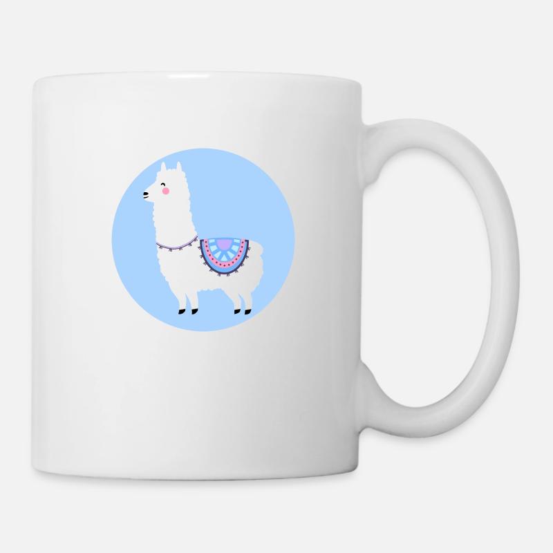 Lama with colorful accessories - Mug - white