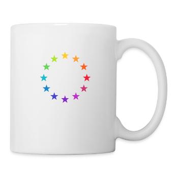 Europa bunt, Regenbogen Sterne, EU, Europe rainbow - Tasse - Weiß - Rechts