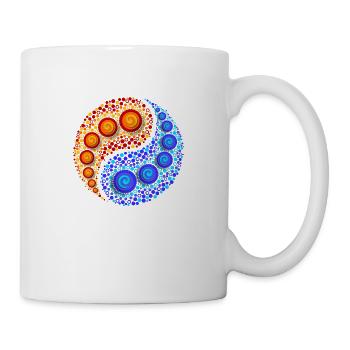 Yin Yang, éléments, points, art, mosaïque, spirale - Mug blanc - blanc - Droite