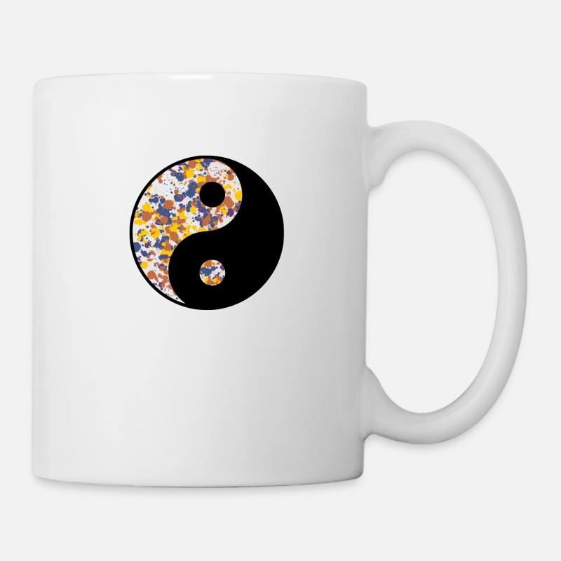 Yin Yang, Farbspritzer, Punkte, Farbe, Kleckse, - Tasse - Weiß