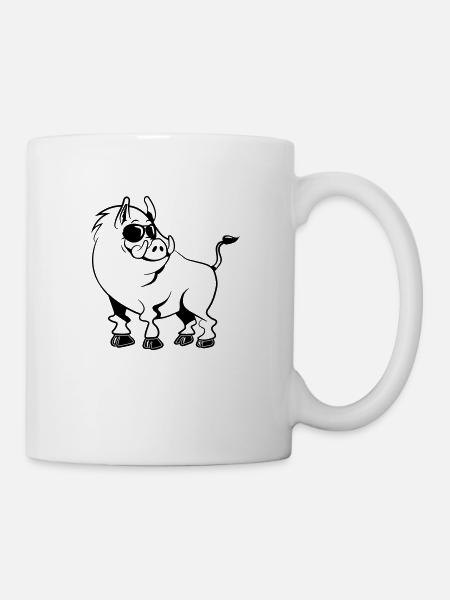 wildschwein cool süss witzig sonnenbrille - Tasse - Weiß