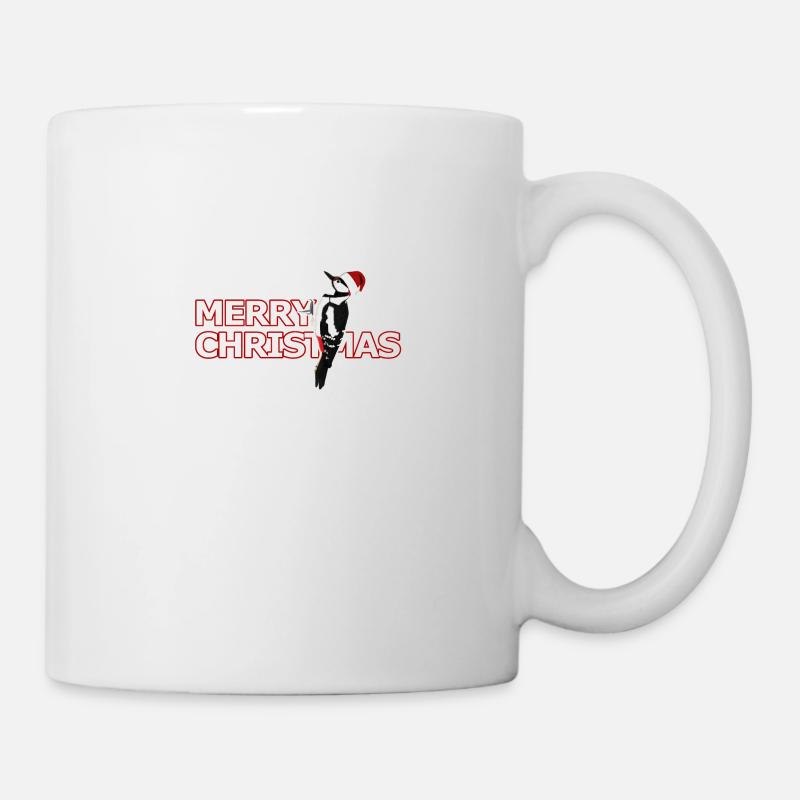 Gemalter Specht Merry Christmas Vogel Design - Tasse - Weiß